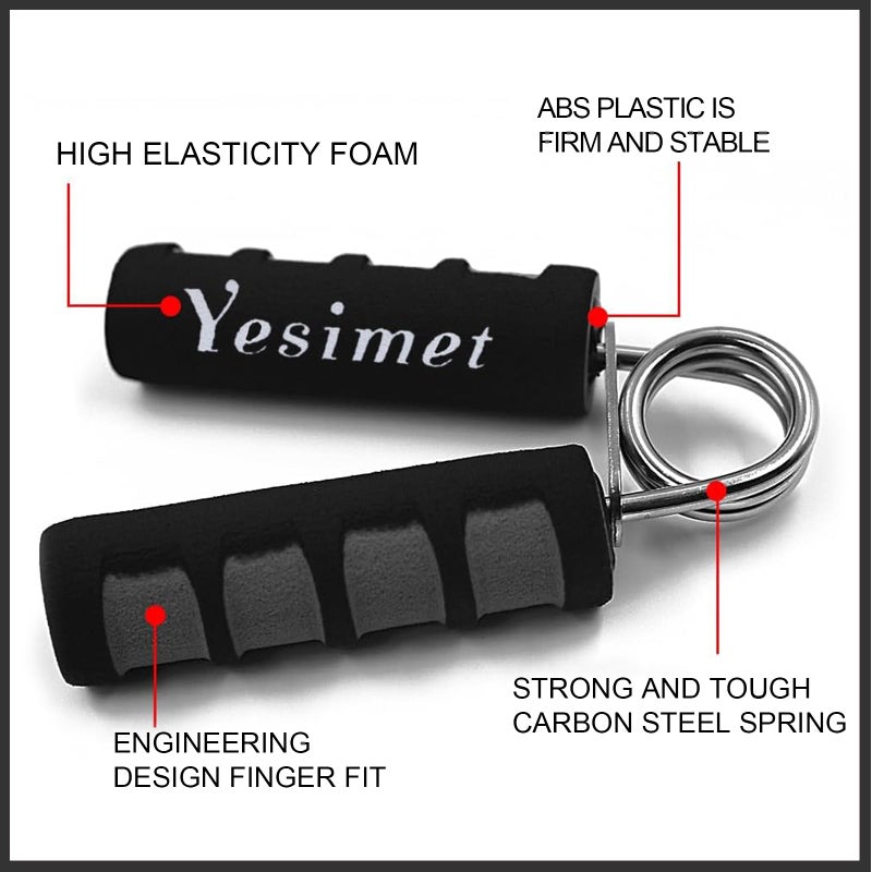 Yesimet 2 Pack Hand Grip Strengthener Set  Forearm Exerciser  Finger Gripper  Grip Strength Trainer Hand Grip- Soft Foam Hand Exerciser for Quickly Increasing Wrist Forearm and Hand Grips (Black) - Image 3